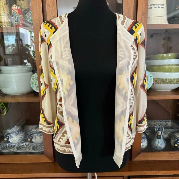 Diane von Furstenberg Beaded Cropped Silk Dinner Jacket - Picture 5 of 12